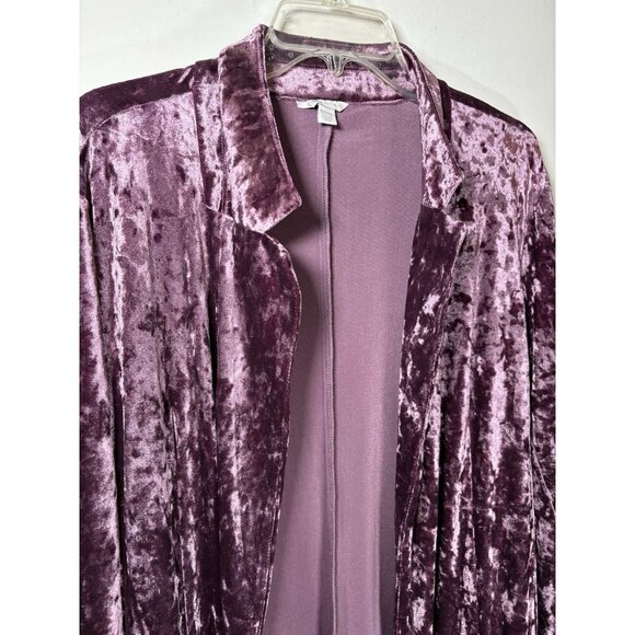 CATO Crushed Velvet Purple Cardigan Duster Jacket Boho Open Front Size 18/20W - Picture 3 of 8
